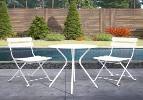 Cosco Intellifit Steel Set Of 3 Bistro Set In Sandy Brown