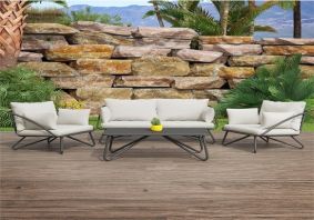 Cosco Intellifit Steel Set Of 3 Bistro Set In Sandy Brown