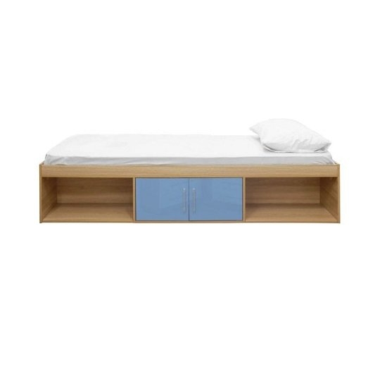 Dakota Wooden Single Cabin Bed In High Gloss Blue And Matt Oak