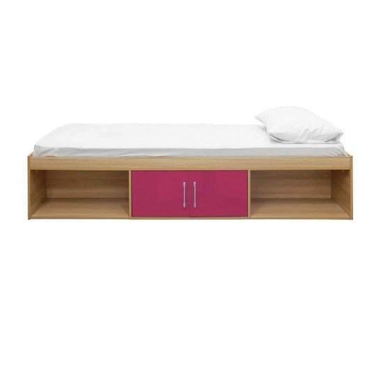 Dakota Wooden Single Cabin Bed In High Gloss Pink And Matt Oak