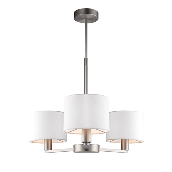 Daley 3 Lights Vintage White Shades Ceiling Pendant Light In Matt Nickel