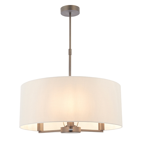 Daley Round Vintage White Shades Ceiling Pendant Light In Matt Nickel