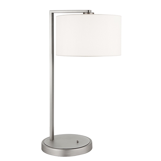 Daley Vintage White Shade Table Lamp In Matt Nickel
