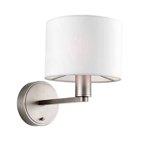 Daley Vintage White Shade Wall Light In Matt Nickel