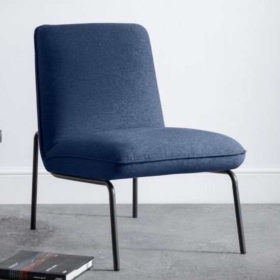 Dali Fabric Upholstered Bedroom Chair In Blue Wool Effect