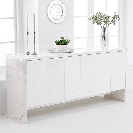 Dalia Marble Sideboard With 6 White High Gloss Doors