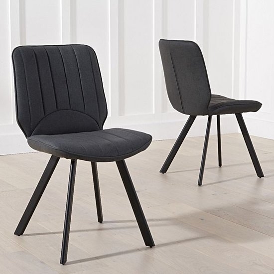 Damanti Grey Faux Leather Dining Chairs In Pair