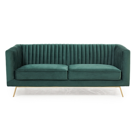 Danielle Velvet Upholstered 2 Seater Sofa In Green