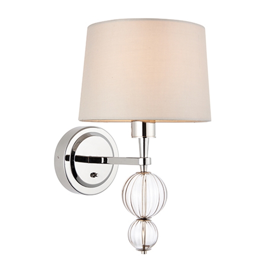 Darlaston Grey Shade Wall Light In Polished Nickel