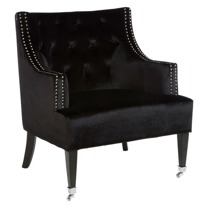 Darlington Velvet Upholstered Armchair In Black