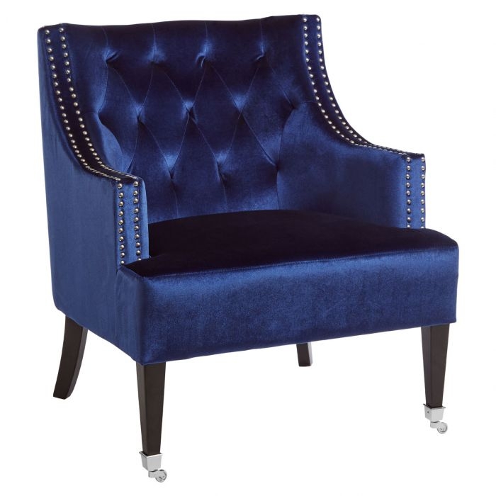 Darlington Velvet Upholstered Armchair In Blue