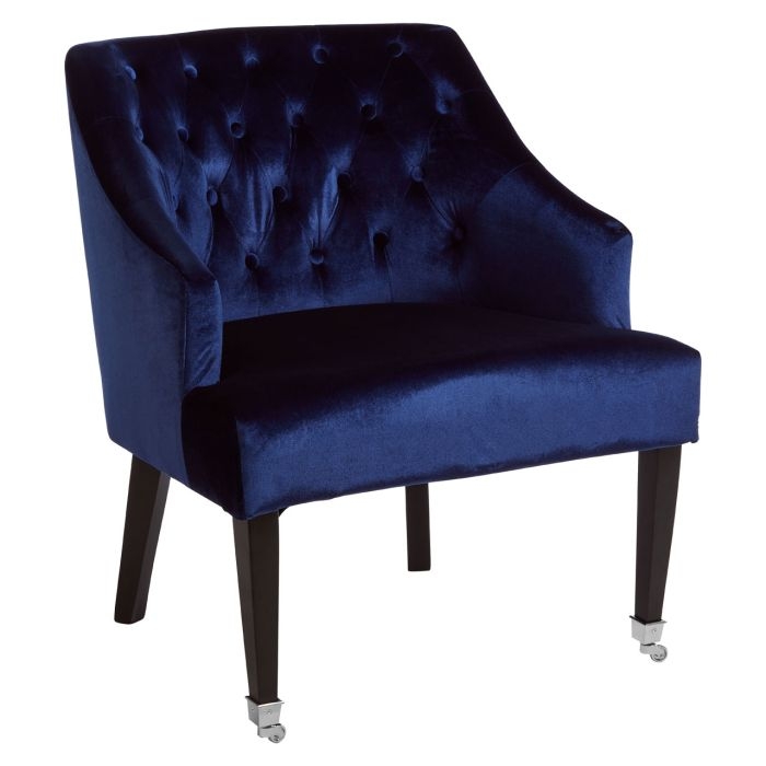 Darwin Velvet Upholstered Armchair In Blue