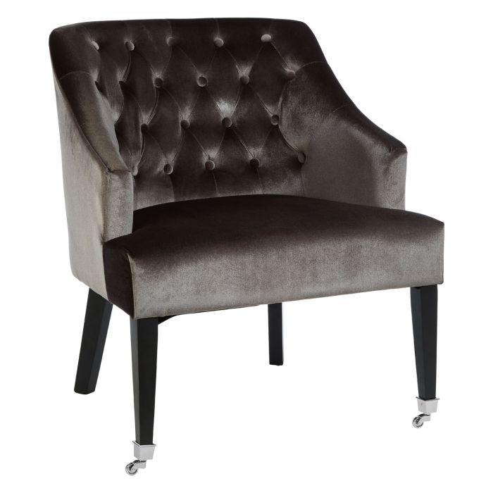 Darwin Velvet Upholstered Armchair In Grey