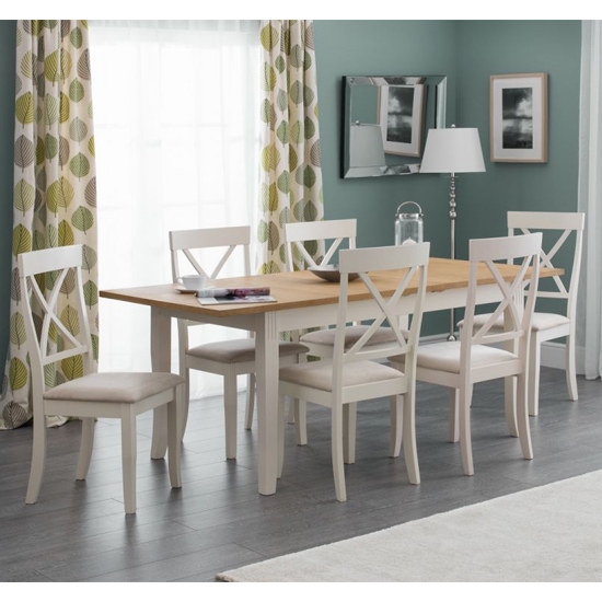 Davenport Extending Oak And Ivory Dining Table With 6 Chairs