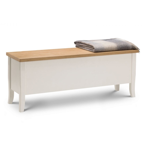 Davenport Wooden Storage Dining Bench In Ivory And Oak