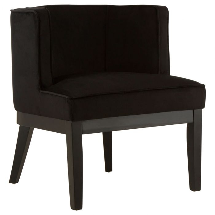 Daxton Rounded Velvet Upholstered Armchair In Black