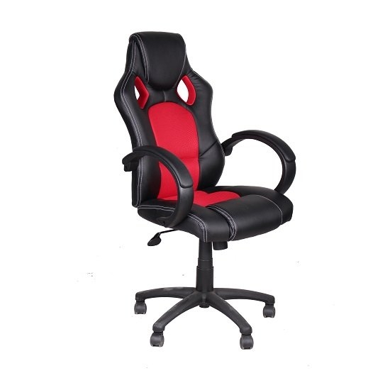 Daytona Faux Leather And Fabric Insert Office Chair In Red