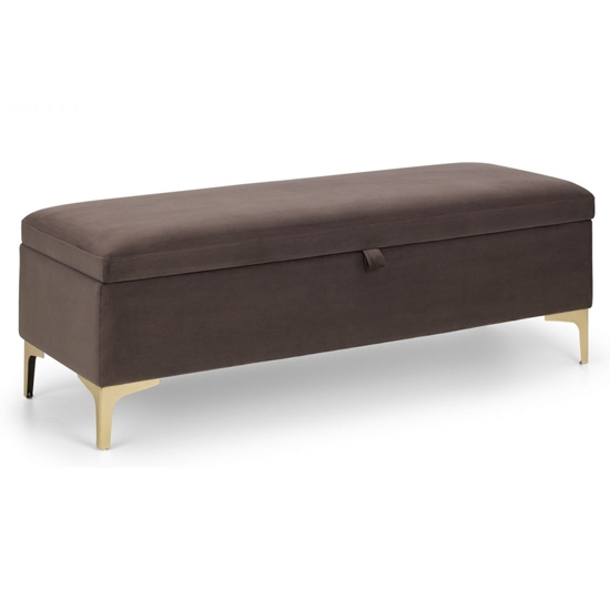 Deco Truffle Velvet Upholstered Blanket Box In Brown