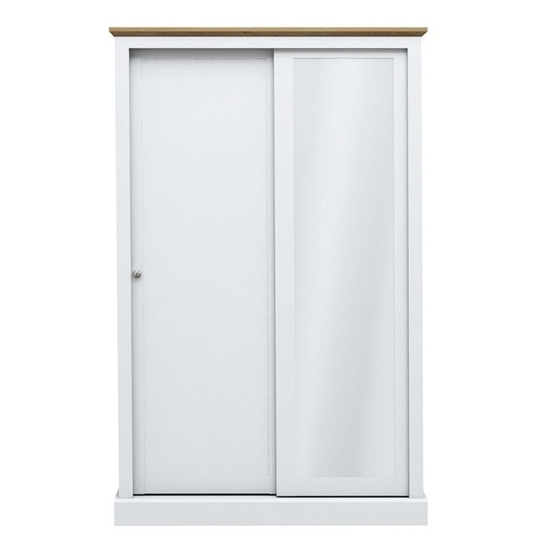 Devon 2 Doors Sliding Wooden Wardrobe In White