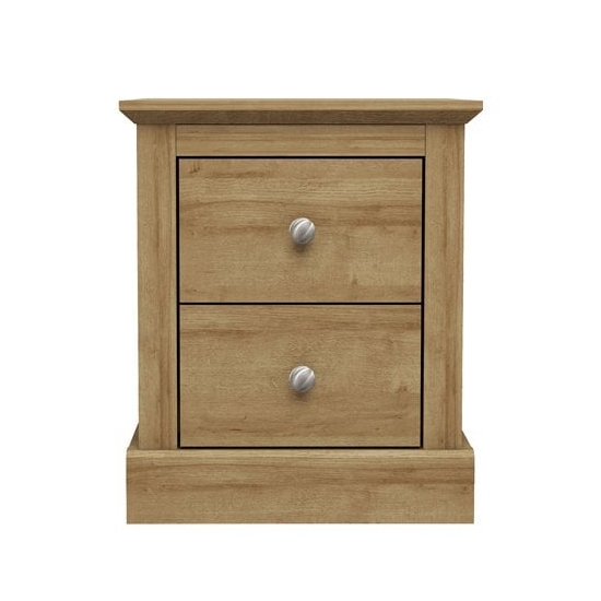 Devon Wooden Bedside Cabinet In Oak With 2 Drawers