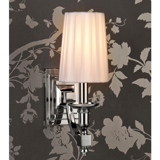 Domina White Fabric Wall Light In Nickel