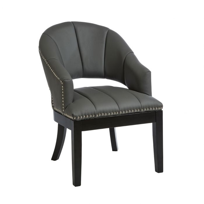 Dorchester Faux Leather Accent Chair In Grey