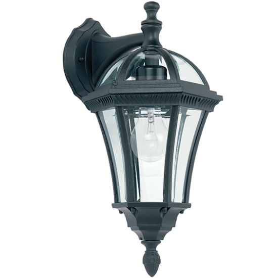 Drayton Clear Glass Shade Downlight Wall Light In Matt Black