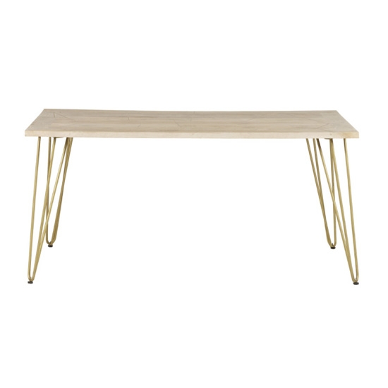 Dreka Rectangular Wooden Dining Table In Light Gold