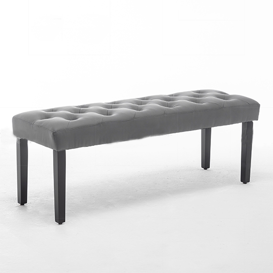 Edith Faux Leather Dining Bench In Grey