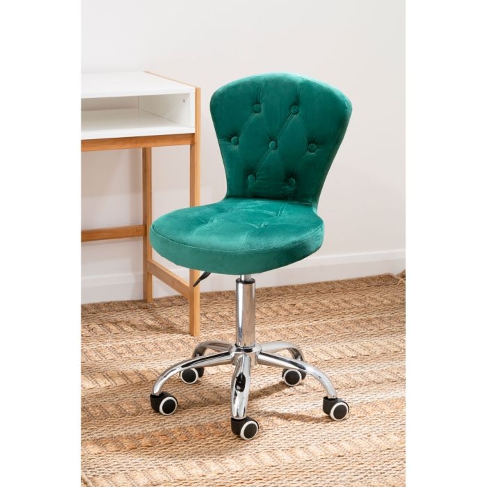 Ekona Velvet Upholstered Home And Office Chair In Green