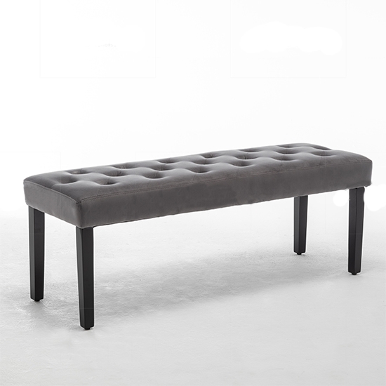 Eleanor Velvet Upholstered Dining Bench In Dark Grey