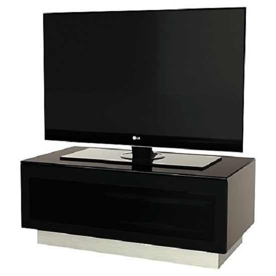 Element Small Tv Stand In Black With Glass Door