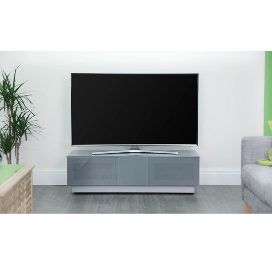 Element Tv Stand In Grey With 2 Glass Doors