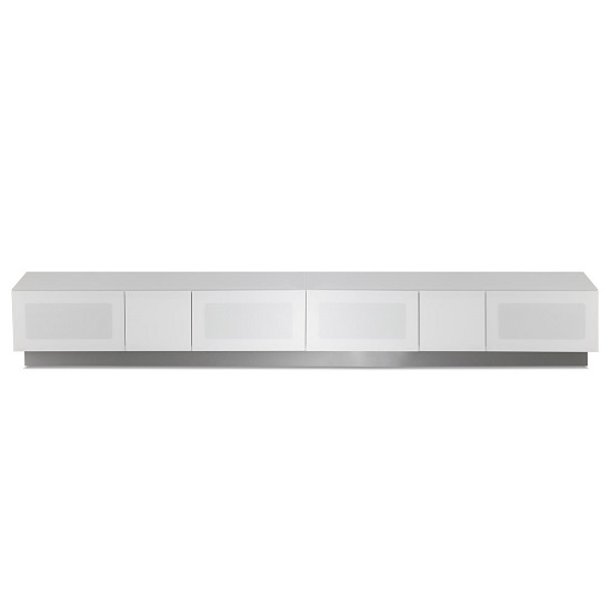 Element Tv Stand In White With 4 Glass Doors