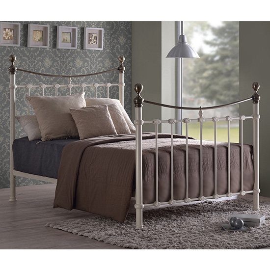 Elizabeth Metal Double Bed In Ivory