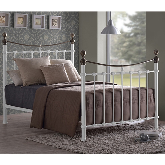 Elizabeth Metal Double Bed In White