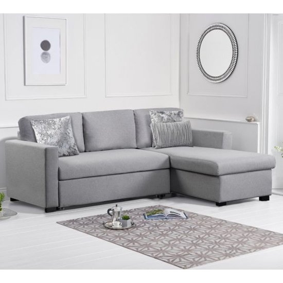 Ellie Linen Fabric Upholstered Reversible Chaise Sofa Bed In Grey