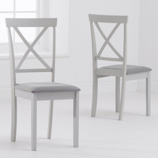Elstree Grey Fabric Padded Dining Chairs In Pair