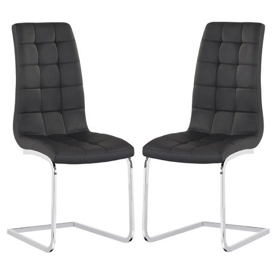 Enzo Black Faux Leather Dining Chair In Pair