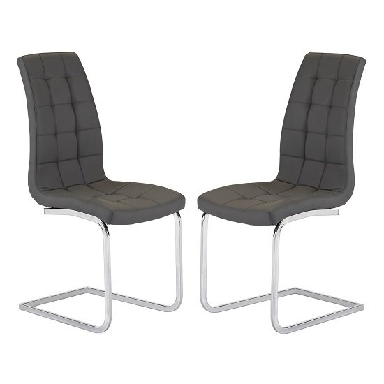 Enzo Grey Faux Leather Dining Chair In Pair