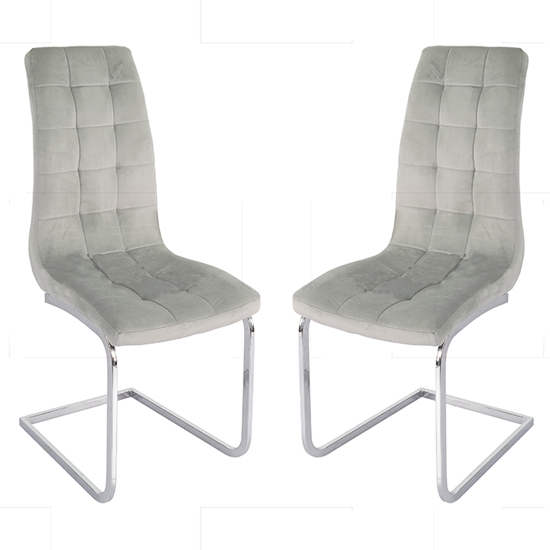 Enzo Grey French Velvet Upholstered Dining Chair In Pair