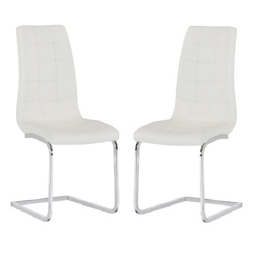 Enzo White Faux Leather Dining Chair In Pair