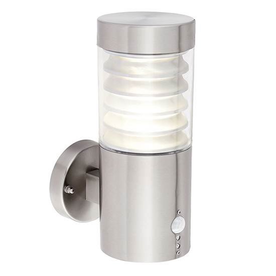 Equinox Led Clear Polycarbonate Shade Wall Light In Brushed Stainless Steel