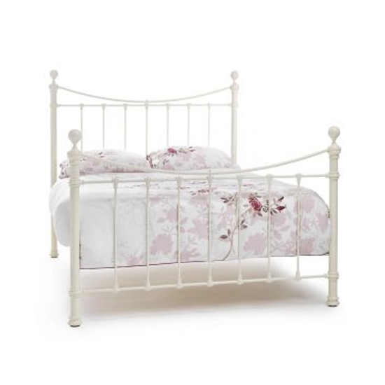 Ethan Metal Double Bed In Ivory Gloss