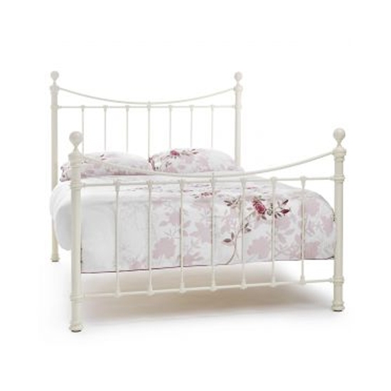 Ethan Metal King Size Bed In Ivory Gloss