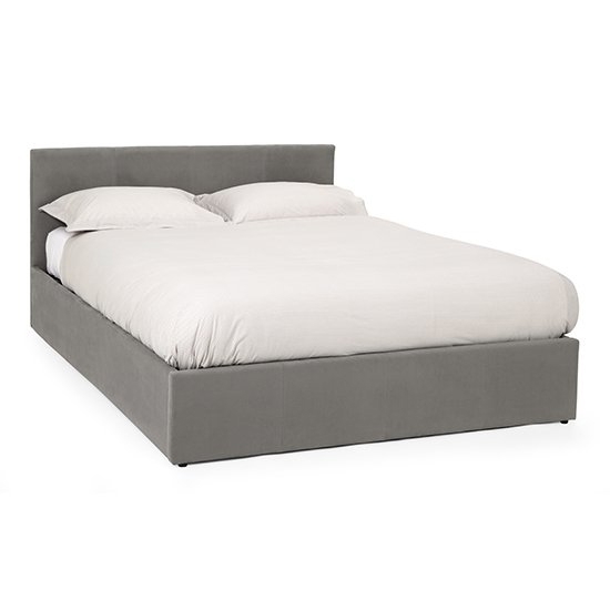 Evelyn Fabric Upholstered Storage Double Bed In Steel
