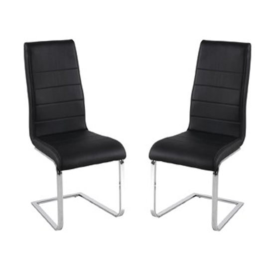 Evolve Black Faux Leather Dining Chairs In Pair