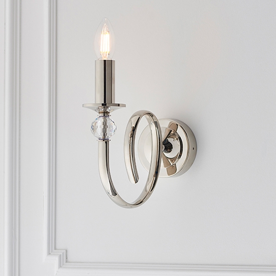 Fabia Clear Crystal Single Wall Light In Polished Nickel