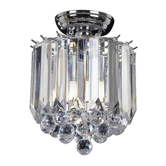Fargo 2 Lights Clear Faceted Acrylic Flush Ceiling Light In Polished Chrome