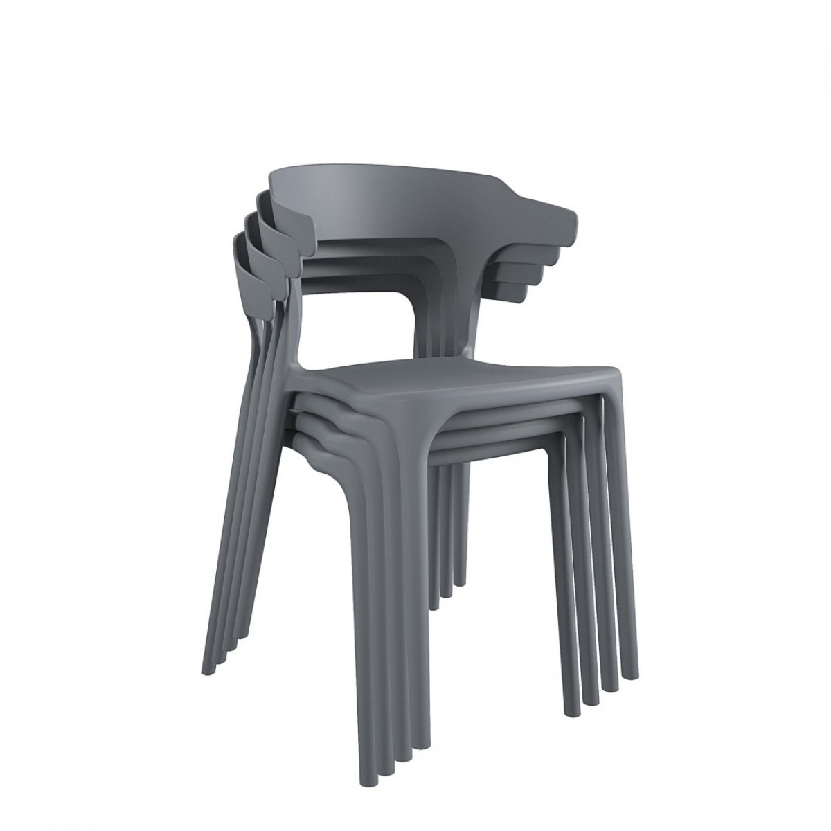 Novogratz Felix Stacking Dining Chairs Set Of 4 In Charcoal Grey